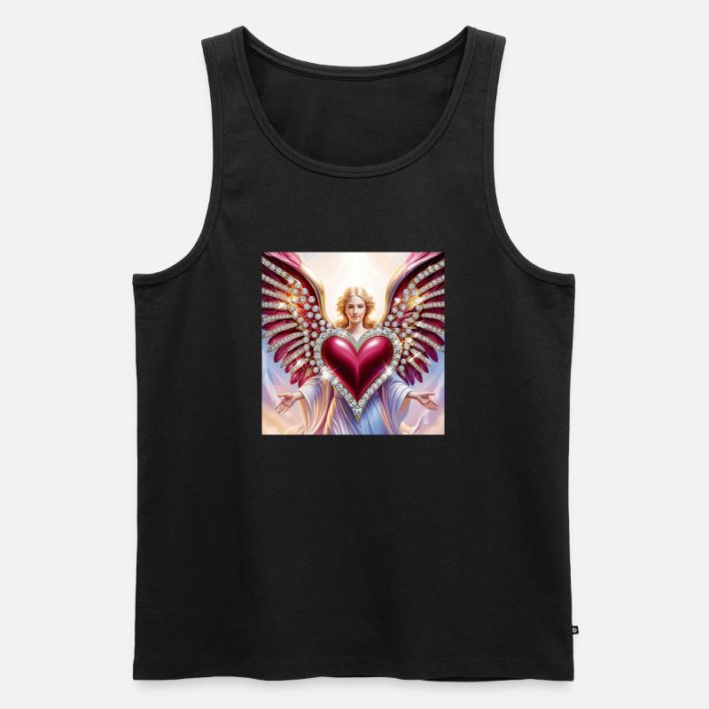 Engel mit Herz - Männer Premium Bio Tank Top - Schwarz