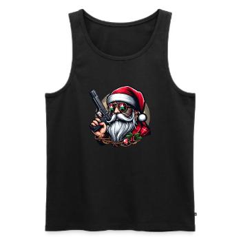 Santa mit Pistole - Männer Premium Bio Tank Top - Schwarz - Vorne - Michal (187cm)