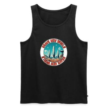 Brave New World 00345124 - Männer Premium Bio Tank Top - Schwarz - Vorne - Michal (187cm)