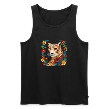 Tiger - Männer Premium Bio Tank Top - Schwarz - Vorne - Michal (187cm)