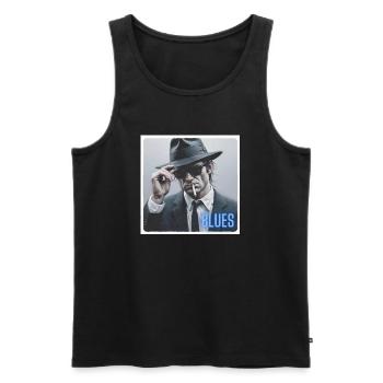 Blues brother mit Hut und Zigarette - Männer Premium Bio Tank Top - Schwarz - Vorne - Michal (187cm)