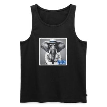 Elefant mit Anzug und Sonnenbrille - Männer Premium Bio Tank Top - Schwarz - Vorne - Michal (187cm)
