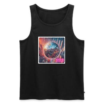 Discokugel vor Großstadt - Männer Premium Bio Tank Top - Schwarz - Vorne - AI Model Male 178 light (178cm)