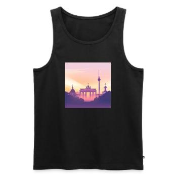 Berlin - Männer Premium Bio Tank Top - Schwarz - Vorne - Michal (187cm)