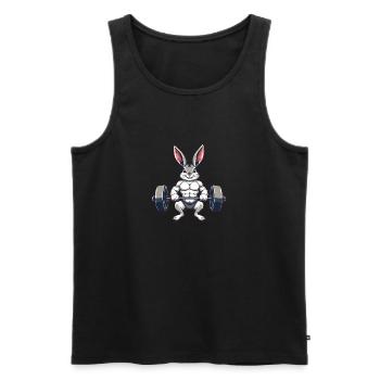 Muskulöser Hase beim Training - Männer Premium Bio Tank Top - Schwarz - Vorne - Michal (187cm)