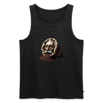 Mann in Kaffeebohnen - Männer Premium Bio Tank Top - Schwarz - Vorne - AI Model Male 178 light (178cm)