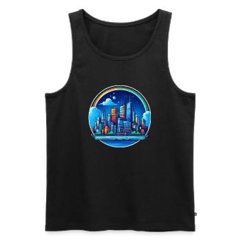 Stadt Nachtschimmer - Männer Premium Bio Tank Top - Schwarz - Vorne - AI Model Male 178 light (178cm)