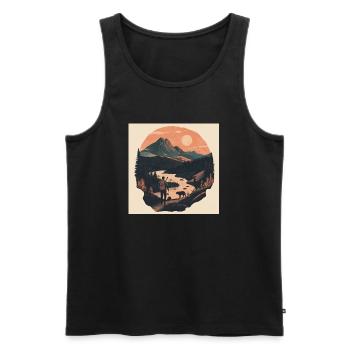 Landscape - Männer Premium Bio Tank Top - Schwarz - Vorne - Michal (187cm)