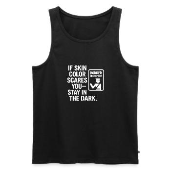 Skin Color - Men's Premium Organic Tank Top - black - Front - AI Model Male 178 light (178cm)