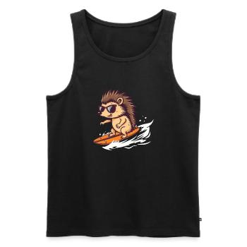 Surfender Igel mit Sonnenbrille - Männer Premium Bio Tank Top - Schwarz - Vorne - Michal (187cm)