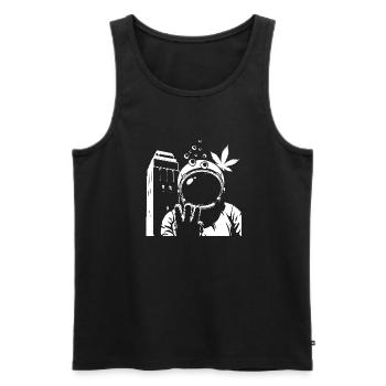 Austronaut Wasserturm und Hanf Weiß Transparent - Männer Premium Bio Tank Top - Schwarz - Vorne - Michal (187cm)