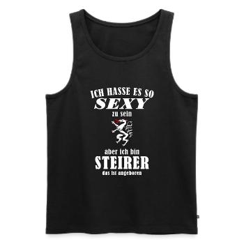 Sexy Steirer – Es ist einfach angeboren - Männer Premium Bio Tank Top - Schwarz - Vorne - Michal (187cm)