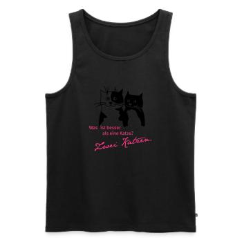 2 Katzen besser als 1 - Männer Premium Bio Tank Top - Schwarz - Vorne - Michal (187cm)