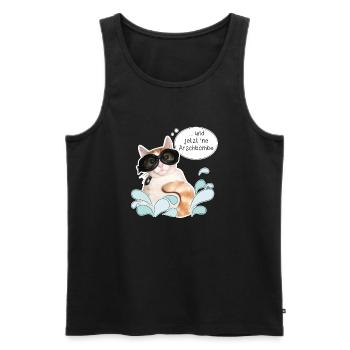 Katze - Sommer - Ferien - Sonne - Arschbombe - DD - Männer Premium Bio Tank Top - Schwarz - Vorne - AI Model Male 178 light (178cm)