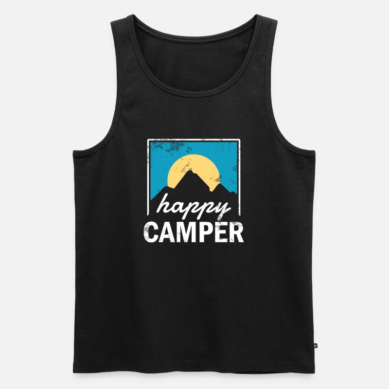 happy camper - Männer Premium Bio Tank Top - Schwarz