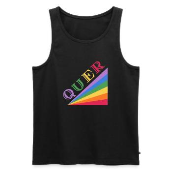 QUER Regenbogen - Männer Premium Bio Tank Top - Schwarz - Vorne - AI Model Male 178 light (178cm)