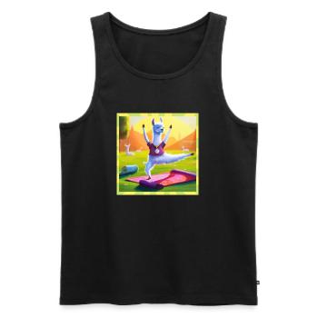 Yoga Drôle Alpaga Mignon Lama Parc Pilates - Débardeur bio Premium Homme - noir - Devant - AI Model Male 178 light (178cm)