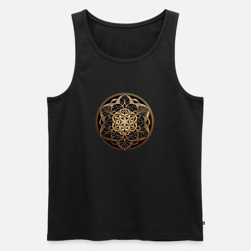 Blume des Lebens - Männer Premium Bio Tank Top - Schwarz
