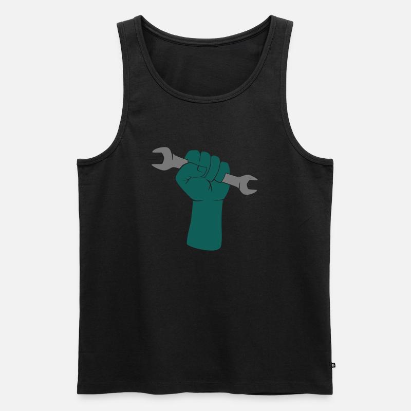 Faust mit Schraubenschlüssel - Männer Premium Bio Tank Top - Schwarz