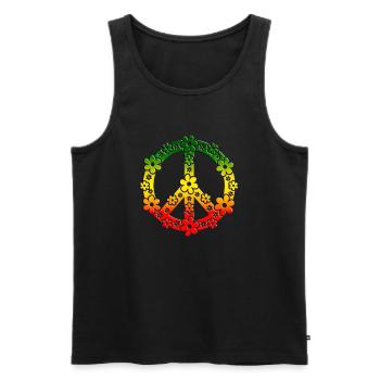 Reggae Peace symbol paix signe été amour fleur - Débardeur bio Premium Homme - noir - Devant - AI Model Male 178 light (178cm)
