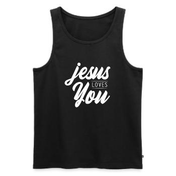 Jesus loves you - Jesus liebt dich - Christlich - Männer Premium Bio Tank Top - Schwarz - Vorne - Michal (187cm)