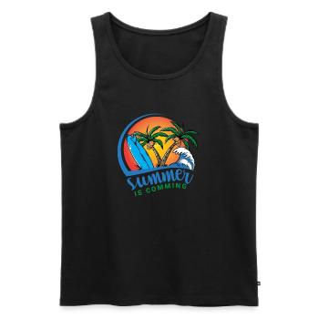 summer is coming - Männer Premium Bio Tank Top - Schwarz - Vorne - AI Model Male 178 light (178cm)