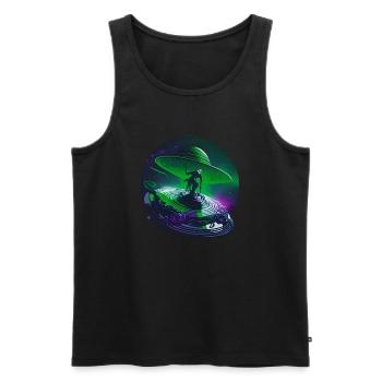 Galactic Ufo Surfer - Men's Premium Organic Tank Top - black - Front - Michal (187cm)