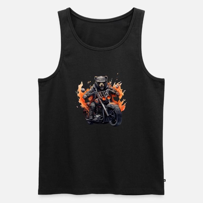 Biker Bär - Männer Premium Bio Tank Top - Schwarz