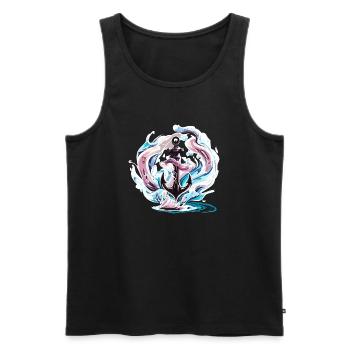 Chrom Anker - Männer Premium Bio Tank Top - Schwarz - Vorne - Michal (187cm)