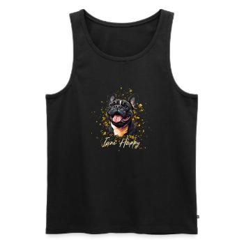 Le bouledogue français est joyeux - Débardeur bio Premium Homme - noir - Devant - Michal (187cm)