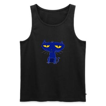 sad blue cat - Men's Premium Organic Tank Top - black - Front - AI Model Male 178 light (178cm)