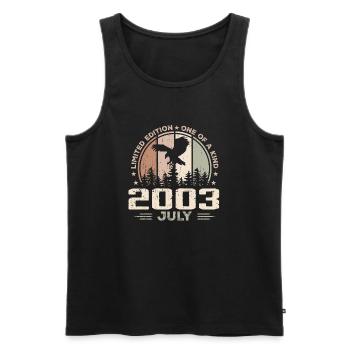 Unvergleichlich seit Juli 2003, 21. Jubiläum - Männer Premium Bio Tank Top - Schwarz - Vorne - Michal (187cm)