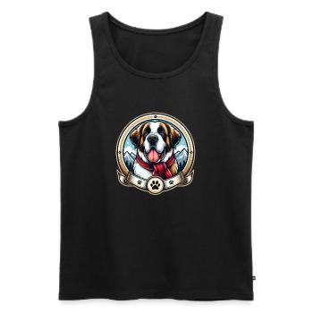 Logo du chien de Saint-Bernard - Débardeur bio Premium Homme - noir - Devant - AI Model Male 178 light (178cm)