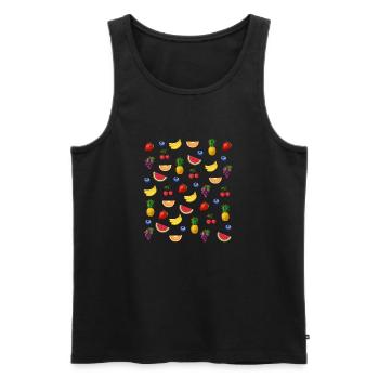 fruit pattern strawberry grape cherry pineapple - Men's Premium Organic Tank Top - black - Front - AI Model Male 178 light (178cm)