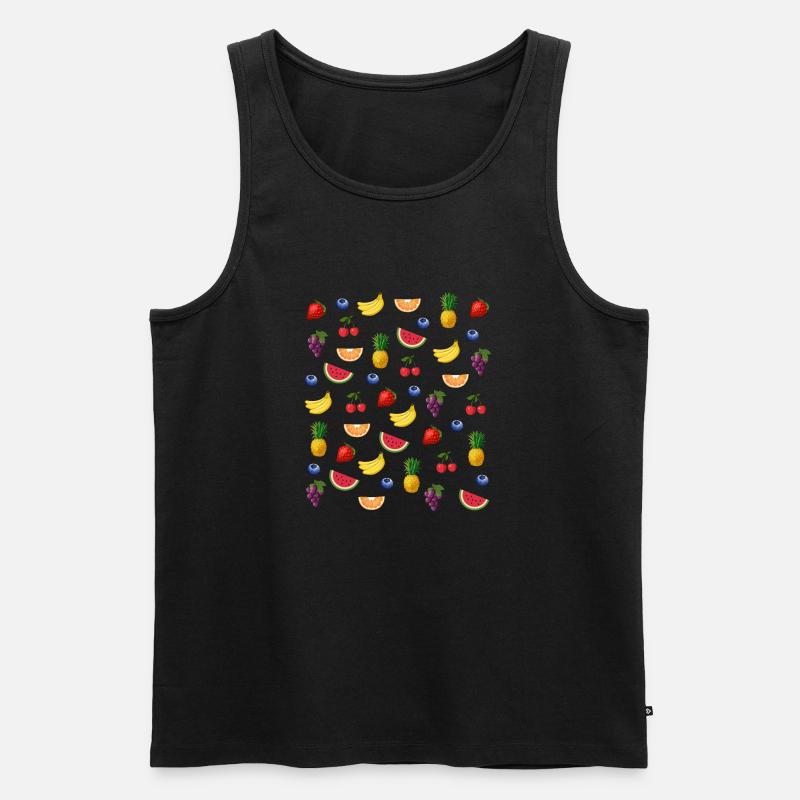 fruit pattern strawberry grape cherry pineapple - Men's Premium Organic Tank Top - black