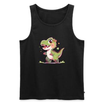Mignon petit T-Rex - Débardeur bio Premium Homme - noir - Devant - Michal (187cm)