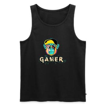 Gamer, Games, Gaming - Men's Premium Organic Tank Top - black - Front - AI Model Male 178 light (178cm)
