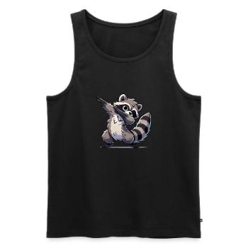 Waschbär Dabbing - Männer Premium Bio Tank Top - Schwarz - Vorne - Michal (187cm)