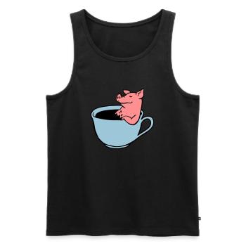Schwein im Kaffee - Männer Premium Bio Tank Top - Schwarz - Vorne - AI Model Male 178 light (178cm)