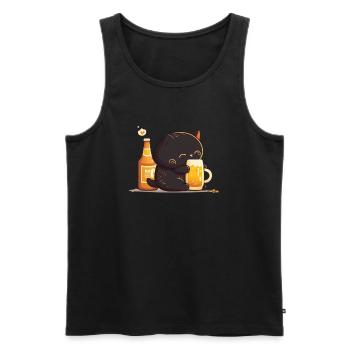 Câlins de chat avec de la bière - Débardeur bio Premium Homme - noir - Devant - Michal (187cm)