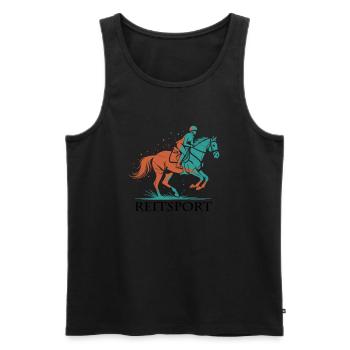 Équitation – Passion, élégance et performance - Débardeur bio Premium Homme - noir - Devant - Michal (187cm)