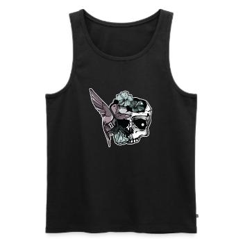 Floral Skull - Men's Premium Organic Tank Top - black - Front - AI Model Male 178 light (178cm)