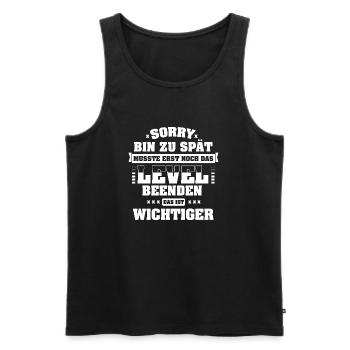 Sorry, bin zu spät - Männer Premium Bio Tank Top - Schwarz - Vorne - Michal (187cm)