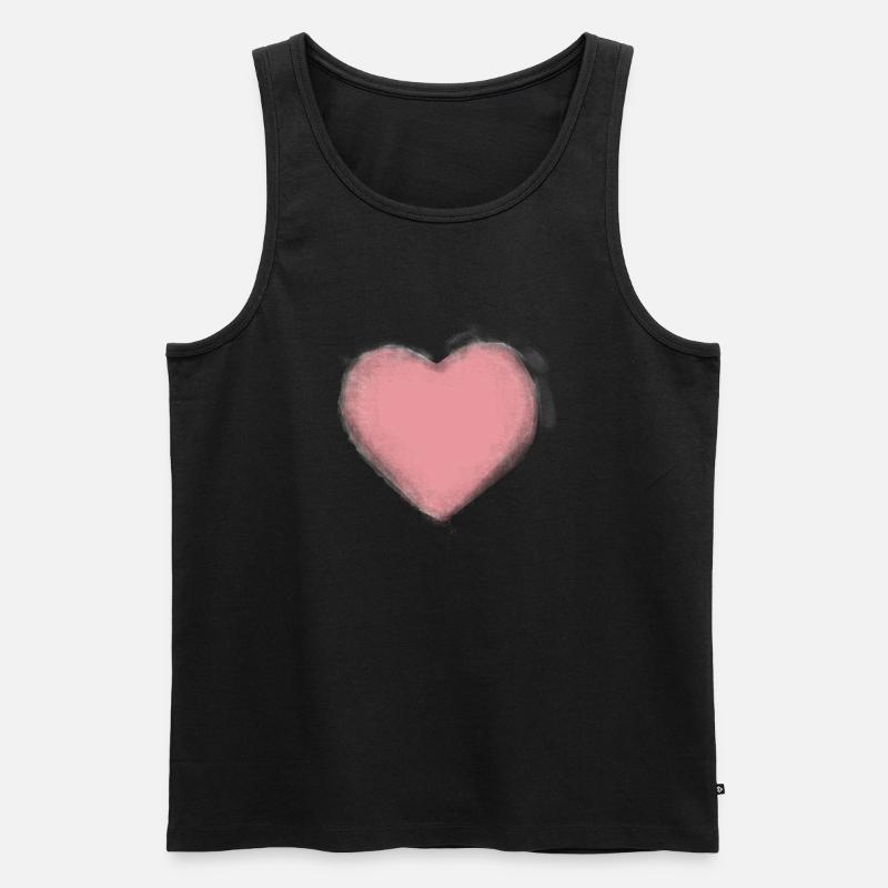 Herz - Männer Premium Bio Tank Top - Schwarz