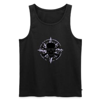 windrose_skull_02_a_2c - Men's Premium Organic Tank Top - black - Front - Michal (187cm)