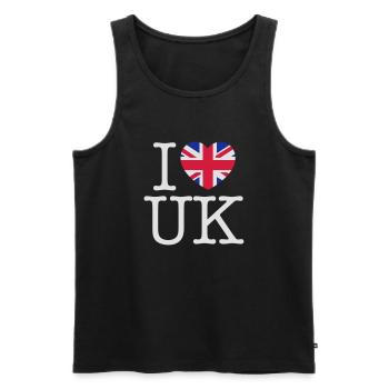 Ich liebe Großbritannien (weiß) - Männer Premium Bio Tank Top - Schwarz - Vorne - AI Model Male 178 light (178cm)