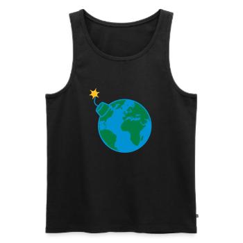 angezuendet erde planet welt rund kugel kreis text - Männer Premium Bio Tank Top - Schwarz - Vorne - AI Model Male 178 light (178cm)