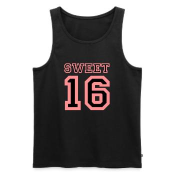 SWEET 16 - Männer Premium Bio Tank Top - Schwarz - Vorne - AI Model Male 178 light (178cm)