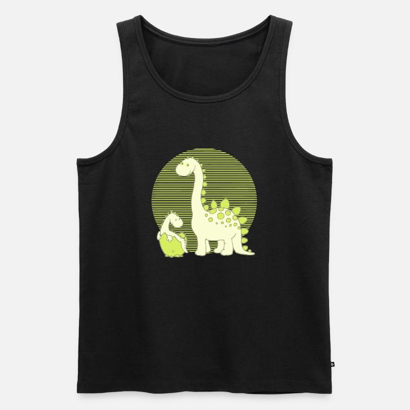 Dinosaur Mom with Hatching Egg - Männer Premium Bio Tank Top - Schwarz