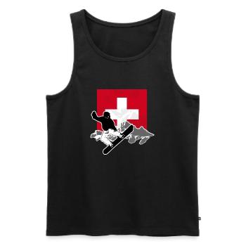 Snowboarding - Swiss Flag - Männer Premium Bio Tank Top - Schwarz - Vorne - Michal (187cm)